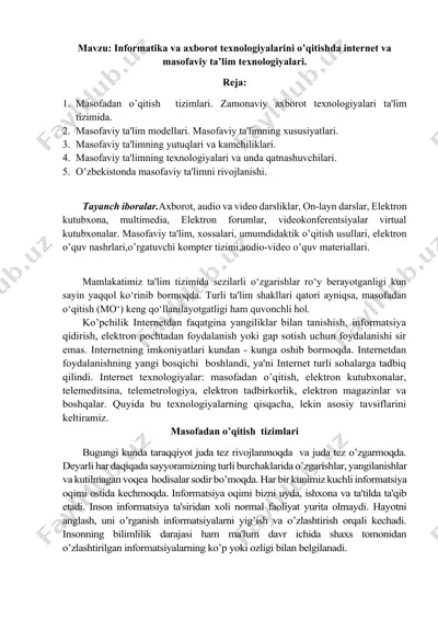 masofaviy ta'limning texnologiyalari — DOCX