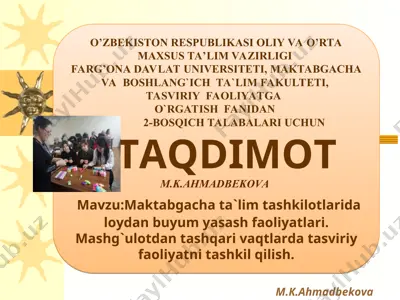 maktabgacha ta'lim tashkilotlarida loydan buyum yasash faoliyatlari — PPT