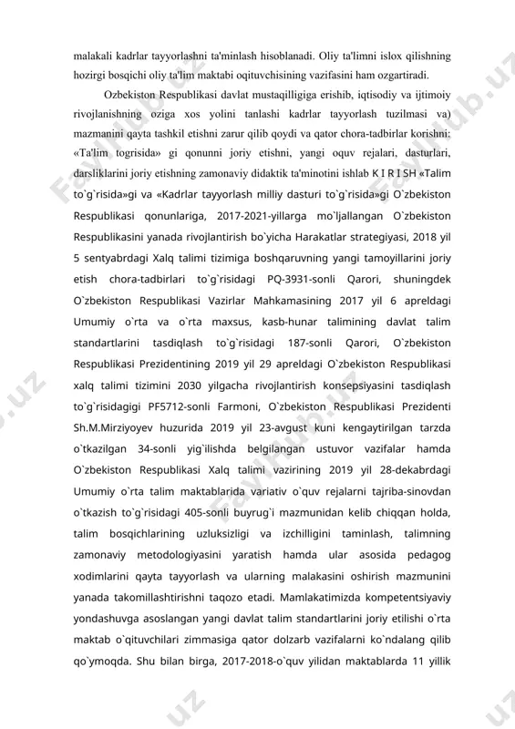 itishning zamonaviy metodlari mazmuni va mohiyatini ochib beraditipdagi ta'lim muassasalarini tashkil etishni taqazo etdi. mana shunday fan-texnika taraqqiyoti davrida matematika sohasida ham, xususan, algebrada katta natijalarga erishilmoqda. algebra matematikaning abstrakt holda to�plam va unda aniqlangan algebraik amallar orqali o�rganuvchi bo�limi hisoblanadi. algebraning hozirgi zamon matematikasidagi ahamiyati nihoyatda katta. umuman, hozirgi zamon matematikasida ko�p bo�limlarining «algebraiklashuvi» kuchayib bormoqda. matematika boshqa bo�limlari masalalarining algebra tiliga o�tkazilishi, ularni yechish uchun nihoyatda unumli bo�lgan farmal algebraik hisoblashlarni tadbiq qilishga imkon beradi. 1.mavzuning dolzarbligi va ahamiyati. shaxs ta'lim jarayonining ishlab chiqaruvchi sifatida ta'lim, moddiy ishlab chiqarish, fan, madaniyat va xizmatlar sohasi faoliyatida bilim va tajribalarni berishda ishtirok etadi. respublikamizda shaxsga o�zining ijodiy imkoniyatlarini amalga oshirish uchun professional ta'lim dasturini tanlash huquqini bergan. «kadrlar tayyorlash milliy dasturi» asosida oliy ta'limning asosiy vazifalari belgilab berilgan. oliy ta'limning eng muhim vazifalaridan biri zamonaviy o�quv dasturlari asosida yuqori saviyada o�qitish va malakali kadrlar tayyorlashni ta'minlash hisoblanadi. oliy ta'limni islox …