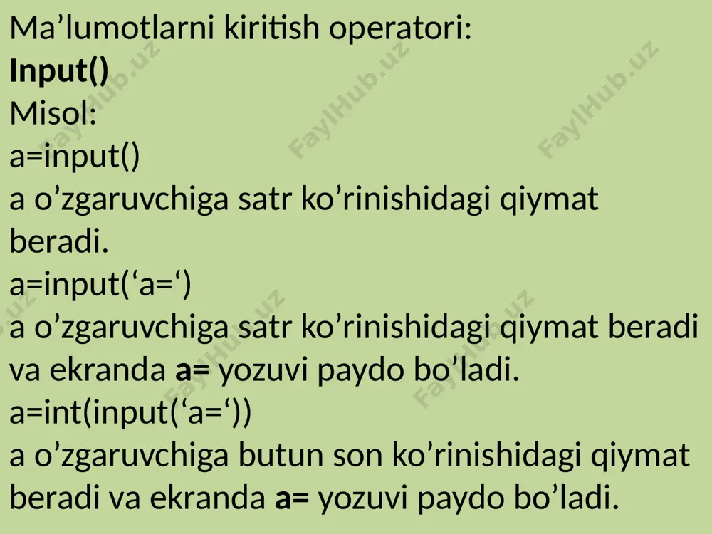 python dasturlash tilida chiziqli algoritmlar - Page 4
