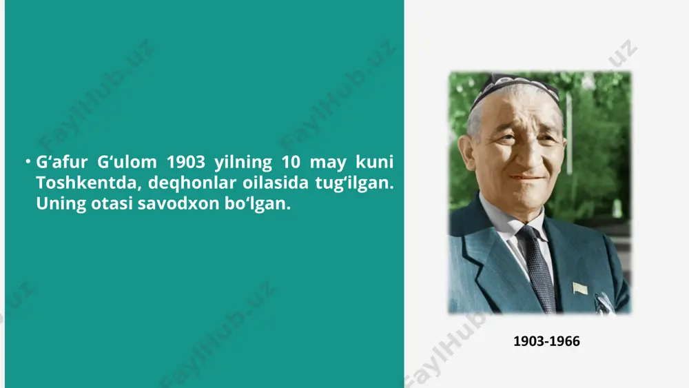 adjonga uyat lapashang ravshanjonning qo‘li tilga kirdi tabiat go‘zalligiga bo‘lgan buyuk muhabbat shoirga hamisha hamrohdir. maktabda muallimlik qilib yurgan paytida barg mavzusini o‘tar ekan “bargjon” she’rini yozadi. momaqaymoq qoqi o‘t bog‘imizda bir nok bor tut tolim gullaydi-yu nega meva tugmaydi? tok daraxti bir xil-u uzumi nega har xil? shaftoli doktor asalari va ahmadjon shoirning hamza nomidagi respublika davlat mukofotiga sazovor bo‘lgan “tabiat alifbosi” turkumiga kirgan beshta to‘plami e’tiborlidir. shoir bu to‘plamlarga kirgan she’rlarida tabiat hodisalari, narsa va buyumlar, koinot mo‘jizalari haqida poetik xulosalar chiqargan. hakim nazir adib 1915- yilda toshkent shahrida mahsido‘z-kosib oilasida dunyoga keldi. onasi malika otinning maktabida boshlang‘ich ma’lumot olgandan keyin, poyabzal fabrikasiga kirdi, shu bilan birga kechki ishchilar dorilfununi (industrial texnikum)da o‘qishni davom ettirdi. 1934 — 1935- yillardan dastlabki hikoya, ocherklari gazetada, “yosh kuch” jurnalida bosilib chiqdi. hakim nazir bolalar yozuvchisi sifatida kitobxonlarga tanildi. 1940- yilda “kenja” (yangi nomi “quyosh qachon tutiladi?”), 1946- yilda “salim ota” nomli …