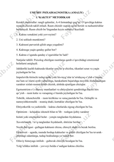 umumiy psixodiagnostika (amaliy) — DOCX
