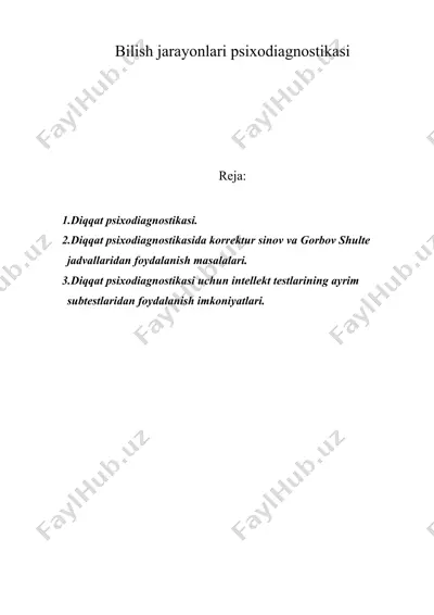 bilish jarayonlari psixodiagnostikasi — DOC