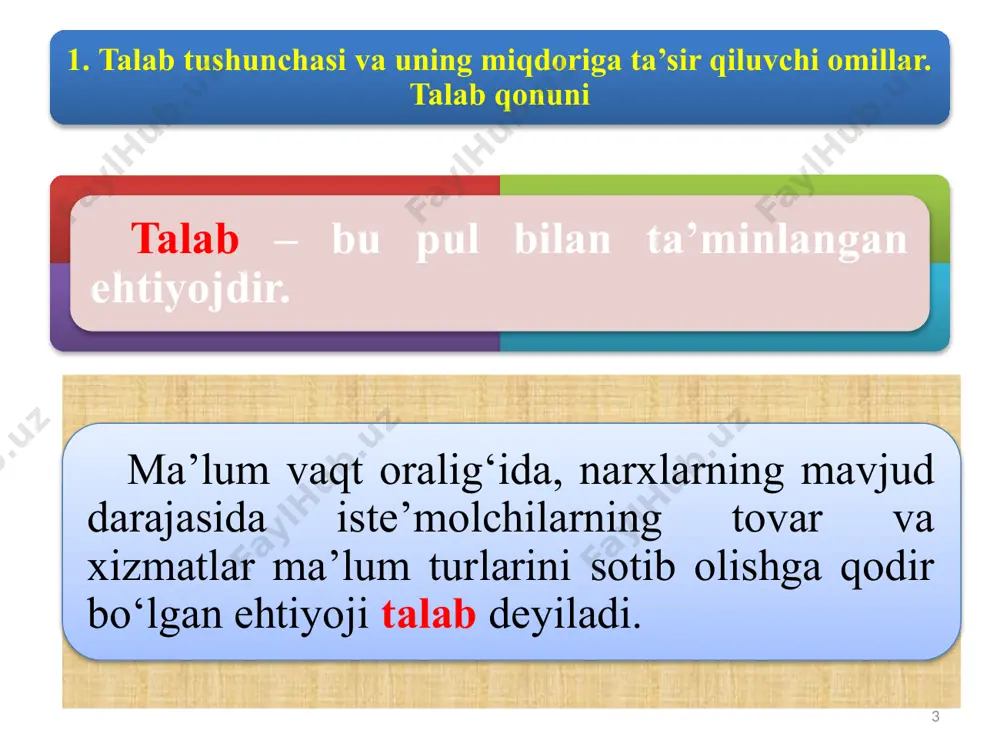 il variantlari mavjud bo‘ladi. bir kilogramm kartoshka narxi (so‘m) kartoshkaning yakka taklifi miqdori (bir oyda kilogramm) kartoshkaning bozor taklifi miqdori (bir oyda tonna) 700 600 500 400 300 60 50 30 20 10 60 50 30 20 10 12 2.1-jadval narx va taklif miqdori o‘rtasidagi bog’liqlik (raqamlar shartli ravishda qo‘yilgan) р s р s taklif qonuni 13 narxning o‘zgarishi bilan taklif etilayotgan tovar miqdorining to‘g‘ri bog‘liqlikdagi o‘zgarishi taklif qonuni deyiladi. iste’molchi uchun narxning oshishi to‘siq rolini o‘ynasa, ishlab chiqaruvchi uchun rag‘batlantirish vazifasini bajaradi. 14 700 600 500 400 300 200 100 0 10 20 30 40 50 60 q, miqdor narx darajasi va taklif miqdori o‘rtasidagi to‘g‘ridan-to‘g‘ri bog‘liqlikni ko‘rsatuvchi ma’lumotlarni grafikda ifodalab, taklif egri chizig‘ini tasvirlash mumkin (2.1-rasm). s s 2.1-rasm. taklif egri chizig‘i p, so’m 15 a.kurno (s) taklif (inglizcha «supply») ham (p) narx (baho)ning funksiyasi ekanligini ko‘rsatgan, ya’ni s=φ(p). bu funksiya taklif funksiyasi deyiladi. ushbu funksiya haqida a.kurno …