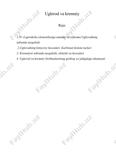 uglerod va kremniy — DOCX