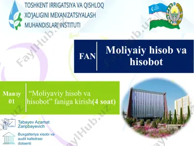 moliyaviy hisоb va hisоbot (1-mavzu) — PPTX
