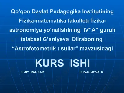 astrofotometrik usullar — PPTX