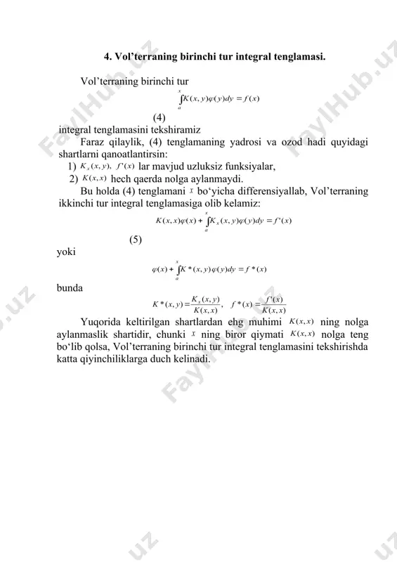 kuchsiz maxsuslikka ega bo‘lgan integral tenglamalar - Page 5