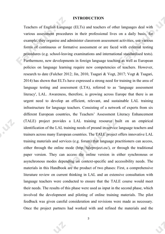 sessment, give possible answers to teachers’ questions and provide feedback. the complete course takes a task-based approach and provides hands-on tasks that contribute to raising teachers’ awareness of lal issues in language classrooms. every chapter follows a reflective cycle in which teachers draw on their experiences, reflect on their current practices, understanding, attitudes and working contexts. then they are offered input through various modes, short texts, links to videos, etc. related to reflective tasks. at the end of the chapters, teachers are invited to reflect on what they have learnt. the tale course is designed to be flexible and adaptable to match the needs of language teachers in different european and other countries. the complete tale course consists of 8 chapters which could be covered in a semester/term if used as part of university programmers, e.g. in 8-10 or even 15 weeks in countries/institutions where a term lasts for 10 …