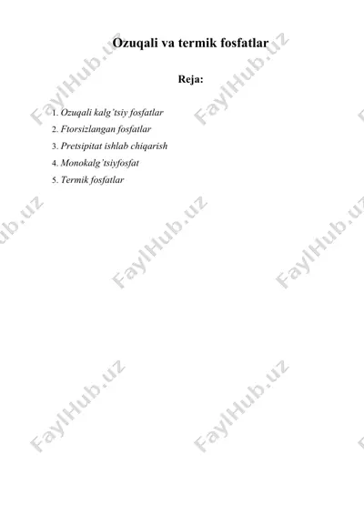 ozuqali va termik fosfatlar — DOCX