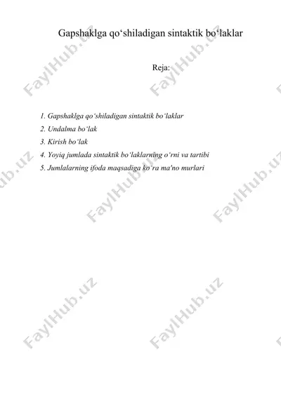 gapshaklga qo‘shiladigan sintaktik bo‘laklar — DOC