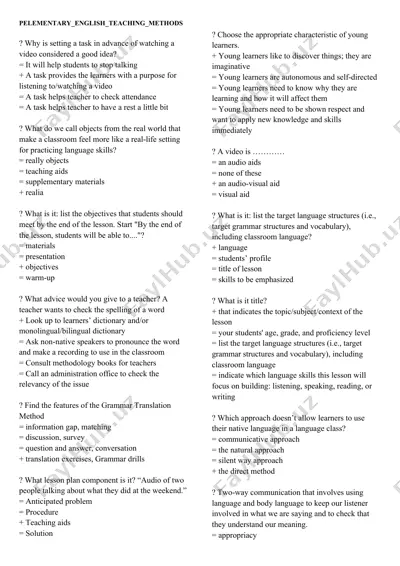 elementary english teaching methods — DOCX