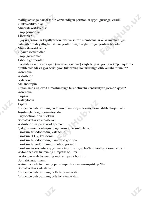endokrinologiya fanidan test savollar - Page 4