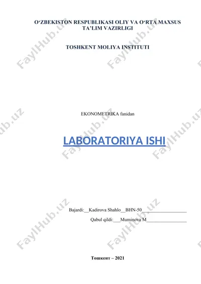 ko’p omilli ekonometrik tahlil laboratoriya ishi — DOC
