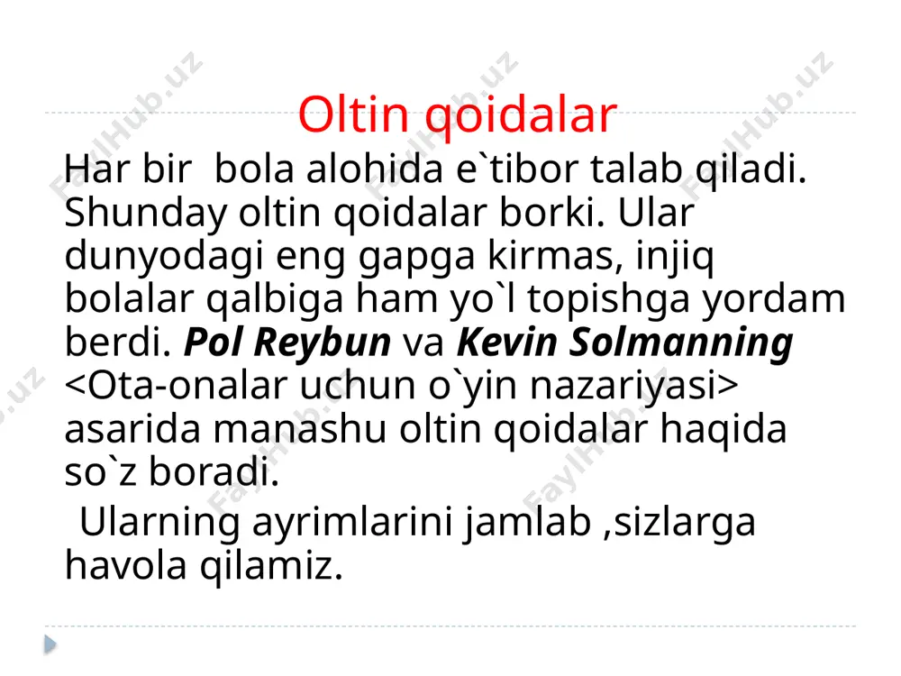 b qoladi. bebosh bola sindromi qanday namoyon bo`ladi bolani tekshirayotgan har bir vrach tashxis qo`yishga shoshilmasdan uni bir necha kun kuzatishi va bolaning hayot tarzi ,kasalliklarini chuqur o`rganishi zarur.agar bolada ushbu sindromni yuzaga keltiruvchi asab kasalliklari aniqlanmasa,bu sindromning rivoshlanishida yaqin orada sodir bolgan noxush holat sababchi bo`lgan bo`lishi mumkun va h.k. odatda hulq-atvorning bunday buzilishlari vaziyat to`g`irlangandan keyin o`tib ketadi va bola yana sog`lom muhitga qaytadi. asosiy belgilari 1 impusiv(tezkor) harakatlar 2 bir joyda tinch o`tira olmaslik 3 boshlagan o`yinni oxiriga yetkazmaslik 4 birovning (ayniqsa,ota-onaning) gapiga quloq solmaslik 5 o`z bilgandan qolmaslik , qaysarlik 6 diqqatning pasayishi,uquvsizlik 7 atrofdagilar ishiga va boshqa bolalar o`yiniga aralashish ,ularga xalaqit 8 tez-tez janjal chiqarish,ukalariga azob berish yoki ularga butunlay befarqlik 9 o`zining narsalarini bog`chada,maktabda yoki boshqa joyda unutib qoldirish 10 berilgan savolga shpshilib javob berish 11 tez xafa bo`lish,yig`loqilik 12 enurez (tagiga siyish ) 13 boshi og`rib turushi 14 fikrning tez chalg`ishi 15 …