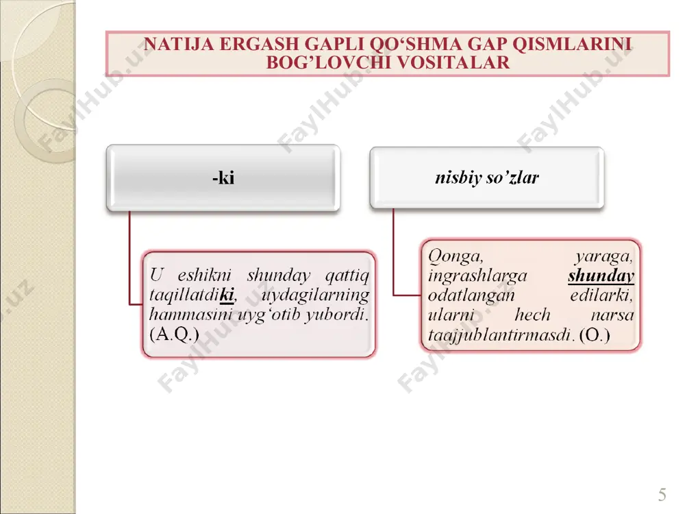 natija va to’siqsiz ergash gapli qo‘shma gaplar - Page 5