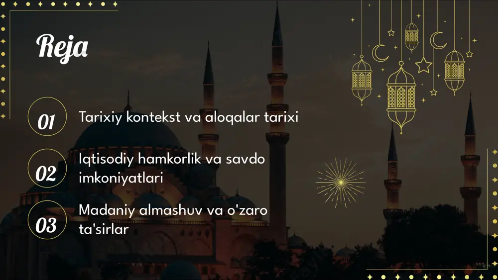 ni davlatlar o'rtasidagi tarixiy aloqalar ko'p asrlik tarixga ega. masalan, o'zbekistonning samarqand va buxoro shaharlarida joylashgan qadimiy savdo yo'llari, turkiston va afg'oniston bilan hamkorlikda rivojlangan. shuningdek, o'zbekistonning madaniyati va an'analari, qo'shni mamlakatlar, jumladan, qozog'iston, qirg'iziston va tojikiston bilan o'zaro ta'sirni kuchaytiradi. bu aloqalar bugungi kunda ham iqtisodiy va siyosiy sohalarda davom etmoqda. oʻzbekiston va qoʻshni davlatlar: misollar oʻzbekiston va qo‘shni davlatlar: oʻzaro aloqalar oʻzbekiston va markaziy osiyo mamlakatlari o‘rtasidagi aloqalar iqtisodiy, siyosiy va madaniy jihatdan muhim ahamiyatga ega. iqtisodiy hamkorlik doirasida savdo, investitsiyalar va transport koridorlari rivojlanmoqda. siyosiy aloqalar esa mintaqaviy xavfsizlik va barqarorlikni ta'minlashga qaratilgan. madaniy hamkorlik orqali esa xalqaro aloqalar mustahkamlanib, o‘zaro tushunishni oshirishga yordam bermoqda. photo by aaliyah ahmed on unsplash oʻzbekistonning markaziy osiyo bilan aloqalari: hozirgi vaqt oʻzbekiston hozirda markaziy osiyo davlatlari bilan iqtisodiy hamkorlikni kuchaytirishga intilmoqda. soʻnggi yillarda savdo va investitsiyalarni oshirish maqsadida ko‘plab yangi kelishuvlar imzolandi. masalan, oʻzbekiston va qozogʻiston oʻrtasida transport va logistika …