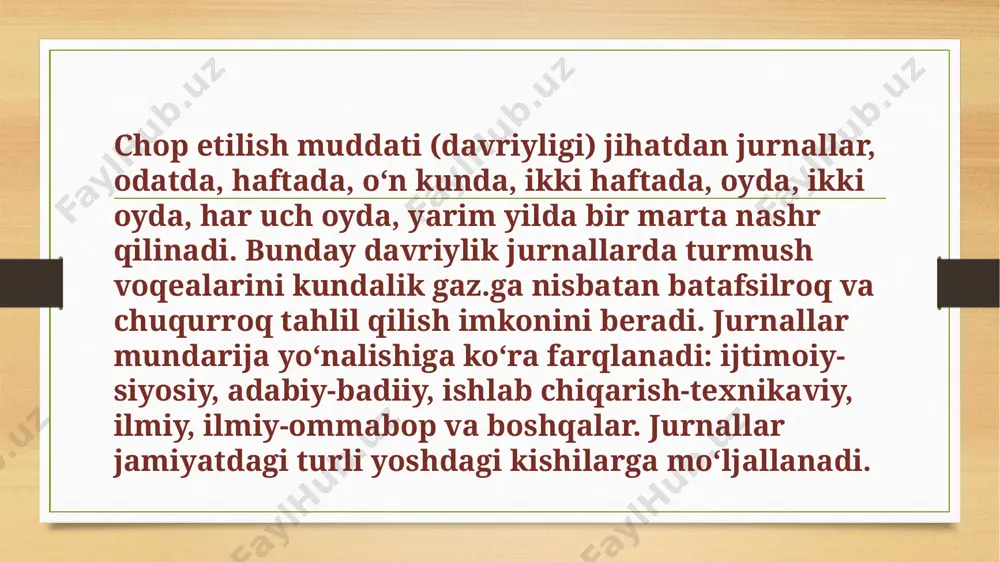 r va teleshoular uchun mashhur oqim xizmati spotify : musiqa janrlarining keng doirasini taklif qiluvchi musiqiy oqim xizmati - - amazon : filmlar , teleko’rsatuvlar , musiqa va kitoblarni o’z ichiga olgan turli xil ko’ngilochar mahsulotlarni taklif qiluvchi onlayn chakana sotuvchi steam : video o’yinlarni sotib olish va o’ynash uchun mashhur platforma – goodreads : kitob ixlosmandlari uchun ijtimoiy tarmoq , unda siz yangi kitoblarni kashf qilishingiz , sharhlarni o’qishingiz va o’qish jarayonini kuzatishingiz mumkin e’tiboringiz uchun tashakkur!!! image7.jpeg image8.jpeg image9.jpeg image3.png image4.png