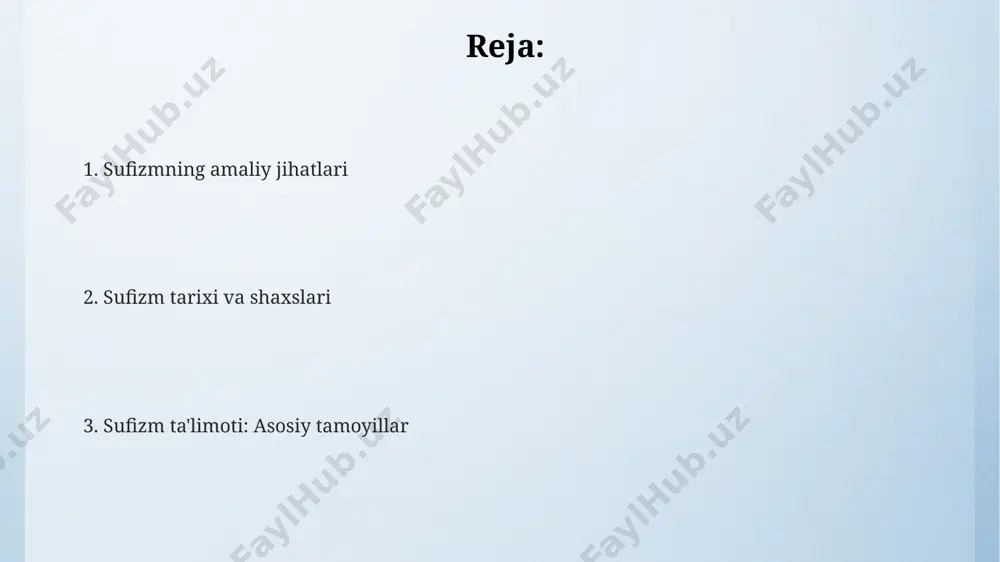 motida markaziy o‘rin egallagan. tasavvufning 7 qalbiy holati, jumladan, tavba (tazarru) va mahabbat (muhabbat) kabi tushunchalar, 15-asr samarqanddagi naqshbandiya tariqati orqali keng tarqalgan. sufiylikning axloqiy tamoyillari, 3 asosiy bosqichdan iborat bo‘lib, ya’ni tazkiya (ruhiy poklanish), murobitiyat (ustoz bilan aloqa) va ma’rifat (ilhomlanish) – 13-asr xorazm mintaqasida rivojlangan. sufizmning adabiyoti va musiqasi 18-asrda turkistonda mashhur bo'lgan "shashmaqom"ning ayrim sho'balarida 3 ta asosiy maqom sufizmning ta'sirida shakllangan bo'lib, ularning so'zlari va ohanglari ma'naviy olamni aks ettiradi. buxoro va samarqanddagi 15-16-asrlarga oid qo'lyozmalarda saqlanib qolgan "mathnaviy" asarining muqaddimasida sufizmning musiqiy an'analariga oid qimmatli ma'lumotlar uchraydi, ular 200 dan ortiq baytni o'z ichiga oladi. 13-asrda xorazmda yashab ijod qilgan alisher navoiyning g'azallari va ruboiylari sufizmning adabiy ifodasi sifatida keng o'rganiladi, uning asarlarida 700 dan ortiq she'rda tasavvuf falsafasi aks etgan. ishq va muhabbat tushunchasi sufiylikda "ishq" tushunchasi, faqatgina insoniy mehr-muhabbatdan chetlashtirilib, allohga bo'lgan cheksiz muhabbat, 99 ta ismdan biri sifatida qaraladi va mavlono jaloluddin …