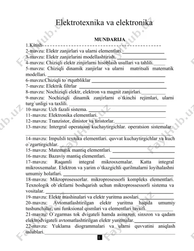 elektrotexnika va elektronika — DOC