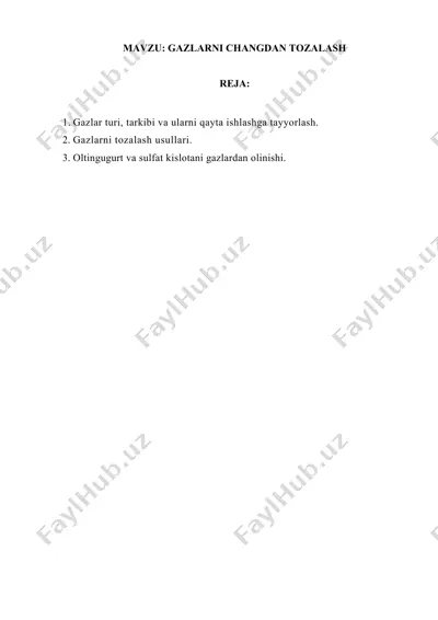 gazlarni changdan tozalash — DOCX