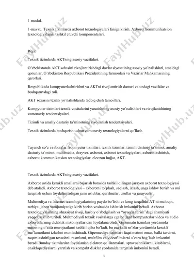 axborot texnologiyalari — DOCX
