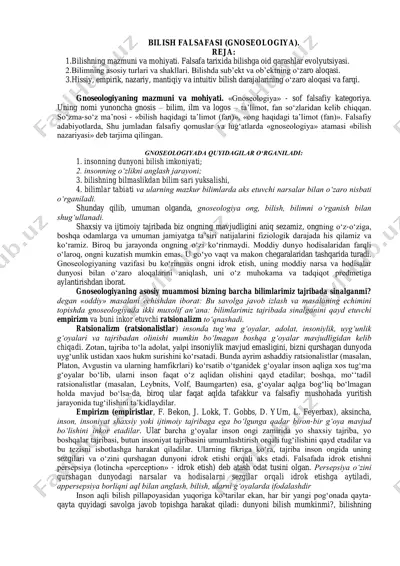 bilish falsafasi (gnoseologiya) — PDF