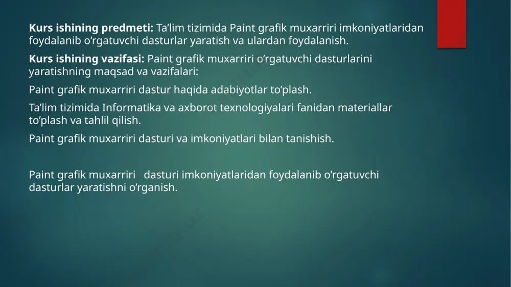 an boshlanib help da tugaydi. file – ushbu menyu asosan ishning boshida va so’ngida qo’llaniladi, chunki uning ko’pchilik funktciyalari fayllarni yaratish, yuklash, va xotiraga saqlash bilan bog’liq. edit – bu menyuda muharrirlashtirishning asosiy buyruqlari joylashgan. image – menyusi esa, tasvirlar bilan ishlash uchun yaratilgan. uning buyruqlari ko’pgina amallarda qo’llaniladi. layer – qavatlar bilan ishlash. select – chizma qismini ajratish va o’zgartirish. filter – bu menyuda filtrlar ko’rsatilgan bo’lib, bir qancha funktciyalarni bajaruvchi photoshop dasturining qo’shimcha modullaridir. view –interfeysni sozlashning turli ko’rinishi bo’lib, foydalanuvchi o’ziga mos ravishda qo’llaydi. window – ushbu menyu yordamida ekrandagi uskunalar panelini vahujjatlarning joylashuvini o’zgartirish mumkin. help – tizim haqida ma`lumot beruvchi buyruqlar to’plami. panellar. kichik hajmdagi oyna bo’lib, unda boshqaruv elementlari guruhlangan va ular maxsus funktciyalarni bajaradi. o’rnatmalar. o’zgarmas holda ular uch ko’rinishda bo’ladi: browser, tool presets, layer comps. ular ko’pincha qo’llaniladigan funktciyalarni yuklash uchun mo’ljallangan. lekin o’rnatma sifatida xoxlagan panelni qo’llash mumkin, buning uchun panelni …