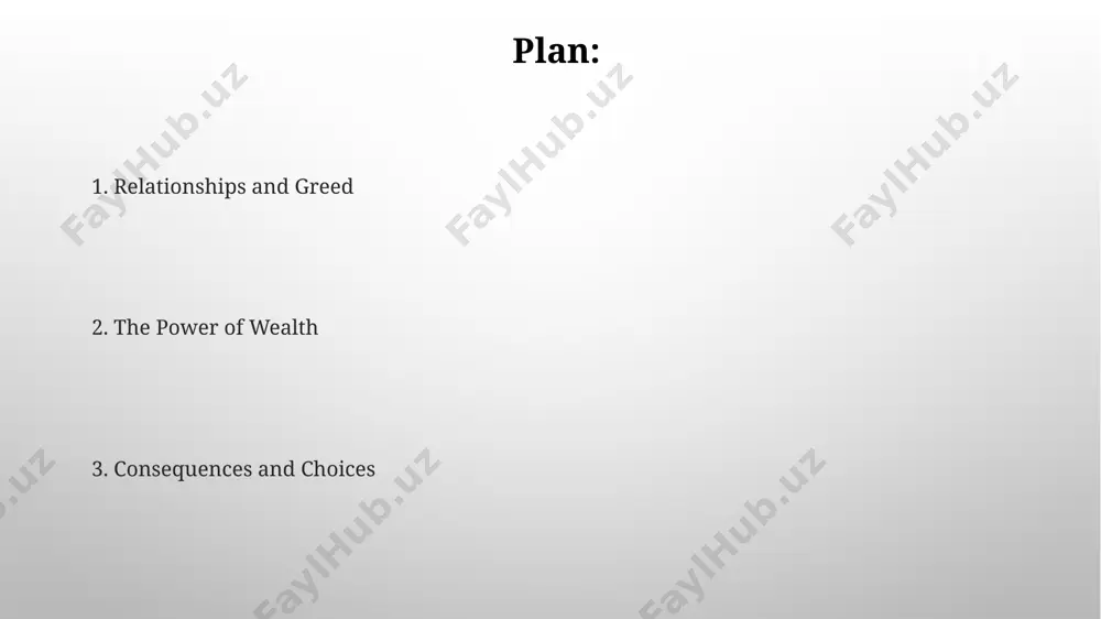 of 5 within a 24-hour period, culminating in an all-or-nothing gamble. the central conflict: greed vs. morality the story quantifies the moral cost of greed, showing how the initial pursuit of financial gain leads to a 10-fold increase in personal losses—not just monetary, but in terms of relationships and self-respect—underlining the destructive nature of unchecked avarice. the central conflict hinges on the protagonist's desperate financial situation—a $50,000 debt—forcing a moral dilemma between accepting a lucrative but ethically questionable job offer and maintaining personal integrity. resolution: themes and lasting impact the story's resolution emphasizes the corrupting influence of wealth, highlighting how the pursuit of 20,000 dollars distorts ethical boundaries and interpersonal relationships, leaving lasting scars on character. the lasting impact demonstrates the cyclical nature of materialistic pursuits; the characters' post-resolution struggles imply a repetition of flawed behaviors, suggesting a 10% chance of genuine positive change based on demonstrated patterns. the premise: …