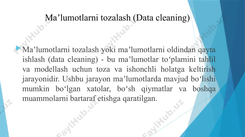 lgan baytlar sonini va tasvirlarni saqlash uchun zarur bo'lgan xotira hajmini kamaytiradi. siqish ma'lum muhitda ko'proq tasvirlarni saqlashga imkon beradi va internet orqali yuborilishi mumkin bo'lgan ma'lumotlar miqdorini oshiradi. ma'lumotlarni siqish texnologiyalari ustun darajasidagi ma'lumotlarni siqish - alohida ustun uchun amal qiladi. bir xil ustunlar uchun turli xil siqish algoritmlaridan foydalanishga imkon beradi ierarxik siqish ma'lumotlar bazasini siqish arxivatorlar yordamida siqishdan farq qiladi va o'chirilgan ma'lumotlar bazasi ob'ektlari va jadval yozuvlaridan disk maydonini bo'shatishdan iborat. access dbmsda ma'lumotlar bazasini siqish tools/utilities/compress buyrug'i yordamida amalga oshiriladi ma'lumotlarni siqish texnologiyalari bugungi kunda sunʼiy intellekt texnologiyalaridan samarali foydalanish uchun maʼlumotlarni siqish yoki kichik hajmga keltirib olish muhim masalalardan biri hisoblanadi. mashinali oʻqitishning bir nechta usullari, ayniqsa k-means clustering algoritmlari xususiyatini saqlab qolgan holda maʼlumotlarni siqishda keng foydalanilmoqda. neyron tarmoqlarni oʻqitishda esa cnn-larning konvolyutsion qatlami maʼlumotlarni siqishni amalga oshiradi. bundan tashqari tasvirlarni siqishda hozirda veyvlet usullari keng qoʻllanilmoqda. maʼlumotlarni siqish (data compression) maʼlumotlarni siqish …