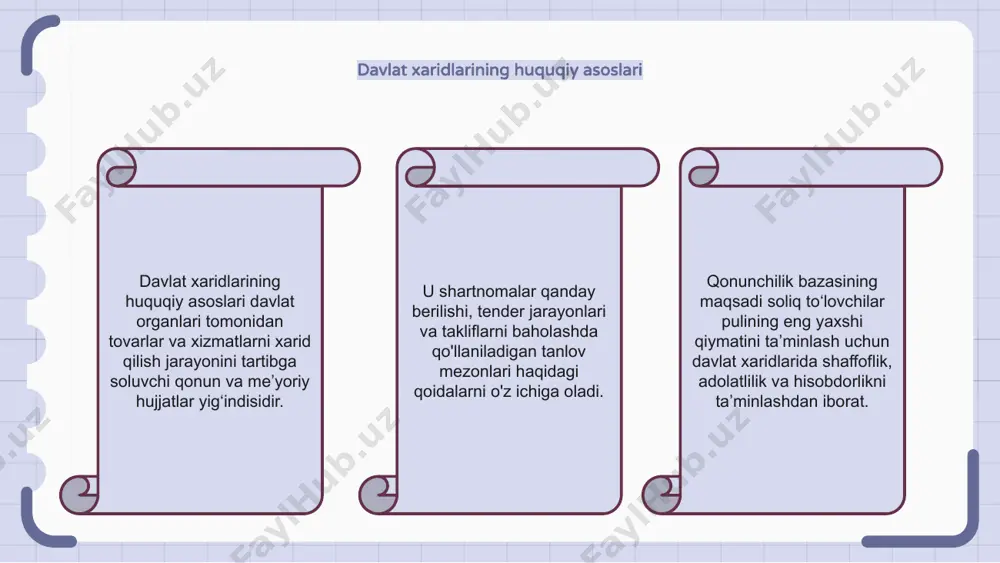 qtisodiy rivojlanish davlat xaridlari raqobat va iqtisodiy samaradorlikni rag‘batlantirish orqali iqtisodiyotni rivojlantirishda hal qiluvchi rol o‘ynaydi. bu innovatsiyalarni rag‘batlantirish, ish o‘rinlari yaratish va iqtisodiy o‘sishni rag‘batlantirish mumkin bo‘lgan kuchli vositadir. bundan tashqari, davlat xaridlari aholining ijtimoiy ta’minlangan qatlamlarini iqtisodiyotdagi ishtirokini qo‘llab-quvvatlash va rag‘batlantirish orqali ijtimoiy rivojlanishga hissa qo‘shadi. davlat xaridlari bo‘yicha xalqaro ilg‘or tajribalar davlat xaridlari davlat faoliyatining muhim jihati hisoblanadi. bu davlat organlari tomonidan tovarlar va xizmatlarni sotib olishni o'z ichiga oladi. davlat xaridlari bo‘yicha ilg‘or xalqaro tajribalar xaridlar jarayonida shaffoflik, adolatlilik va raqobatni ta’minlashga qaratilgan. bu amaliyotlar elektron xaridlar tizimidan foydalanish, xaridlar bo‘yicha me’yoriy hujjatlar va yo‘riqnomalarni yaratish, samarali nazorat va javobgarlik mexanizmlarini joriy etishni o‘z ichiga oladi. davlat xaridlarining rivojlanayotgan tendentsiyalari davlat xaridlaridagi rivojlanayotgan tendentsiyalar: texnologiya davlat xaridlari jarayonlarini o'zgartirishda muhim rol o'ynaydi. hukumatlar xaridlar jarayonini soddalashtirish uchun elektron xaridlar tizimini tobora ko'proq qabul qilmoqdalar. ushbu tizimlar shaffoflik, samaradorlik va xarajatlarni tejash imkonini beradi. yana bir rivojlanayotgan …