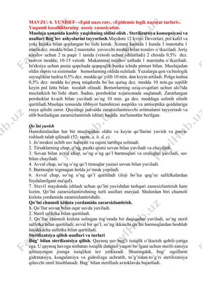 yuqumli kasalliklarning asosiy xususiyatini tushuntirish — DOCX