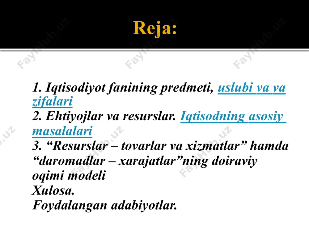 iqtisodiyot real iqtisodiy hodisalarni va ularning aloqadorliklarini o’rganadi. normativ makroiqtisodiyot esa qaysi sharoitlar yoki jihatlar maqbul yoki nomaqbul ekanligini belgilaydi, harakatning aniq yo’nalishlarini taklif etadi. shu joyda iqtisodiy nazariyaning ikki mustaqil bo’limi sifatida makroiqtisodiyot va mikroiqtisodiyot fanlarining predmetlarini o’zaro farqlab olishimiz zarur. makroiqtisodiyot yalpi ishlab chiqarishining barqaror o’sishini, resurslarning to’liq bandliligini, inflyatsiyaning past sur’atlarini va to’lov balansining muvozanatini ta’minlash nuqtai nazaridan mamlakat iqtisodiyotini bir butun holda tadqiq qiladi va uni makroiqtisodiy tartibga solishning iqtisodiy mexanizmlarini o’rganadi. keltirilgan ta’rifdan ko’rinib turibdiki makroiqtisodiyot predmetida o’zaro bog’liq uch jihatni ajratib ko’rsatish mumkin. bular: milliy iqtisodiyot; davlat tomonidan iqtisodiy siyosati yuritish va iqtisodiyotni tartibga solish; jahon xo’jaligi doirasida milliy iqtisodiyotni boshqa mamlakatlar iqtisodiyoti bilan o’zaro munosabatlari masalasi. uy xo’jaliklari, firmalar, davlat va tashqi dunyo makroiqtisodiyot sub’ektlari hisoblanadilar. bu sub’ektlar orasida davlatning roli bahsli masala hisoblanib kelmoqda. keynschilar bozor tizimi mexanizmlarining iqtisodiyotni barqaror o’sishini ta’minlashga doim ham qodir emas va davlatning iqtisodiyotga aralashuvi zarur deb …