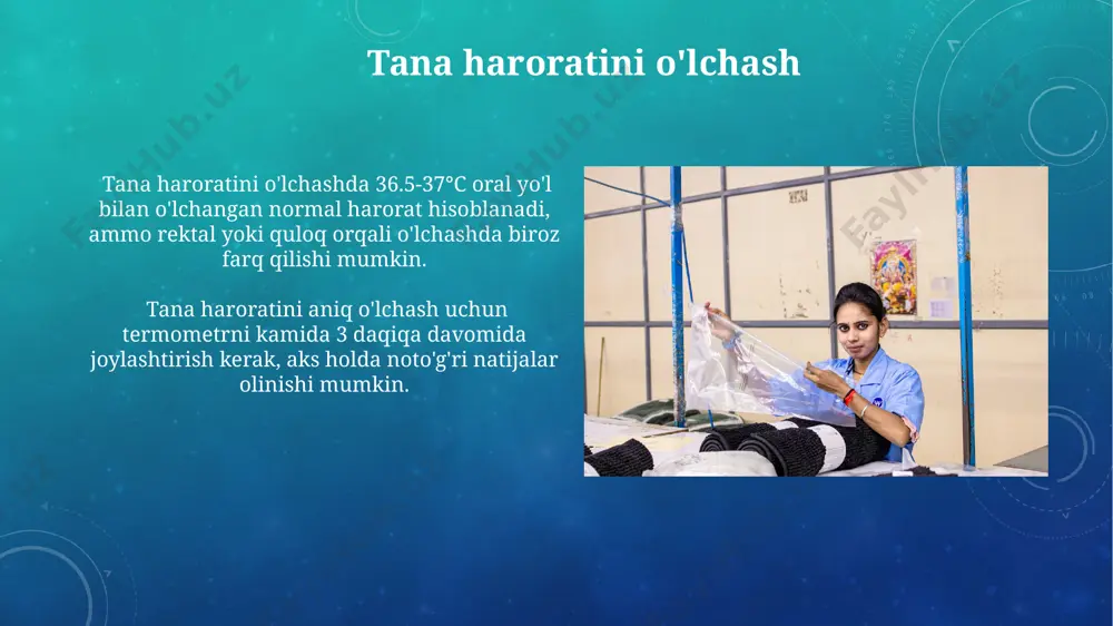 a 12-20 nafas olishni tashkil etadi, bolalarda esa yoshga bog'liq holda farq qiladi. nafas olish tezligini aniqlash uchun stetoskop yordamida nafas olish tovushlarini tinglash va bir daqiqa davomida nafas olish sonini hisoblash mumkin, bu klinik tekshiruvning muhim qismidir. qonni olish texnikasi қон олишнинг вакуумли тизимида 2-3 мл қон махсус пробиркаларга тўлдирилади ва ҳар бир пробирка учун тўғри бўлган тезлик ва сонини сақлаш лозим, акс ҳолда натижалар нотўғри бўлиши мумкин. қон олишдан кейин, иголкани тезда олиб, қон олинган жойга стерил дока босиб, 5-10 дақиқа ушлаб туриш, қон кетишини тўхтатиш ва гематома ривожланишини олдини олиш учун зарур. stetoskop yordamida tekshirish stetoskop yordamida qorin bo'shlig'ini tekshirishda, ichak peristaltikasi tovushlarini baholash, ularning soni va xarakteri ovqat hazm qilish tizimining funksiyasi haqida ma'lumot beradi, normal holatda daqiqada 5-35 marta eshitiladi. yurak tovushlarini baholashda stetoskop ikkita asosiy tovush – "lubb" va "dub" ni aniqlash uchun ishlatiladi. ularning intensivligi, ritmi va chastotasi yurak holatini aks ettiradi. bemorlarning …