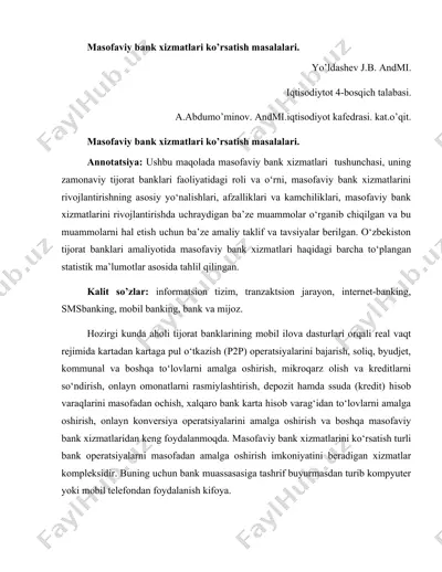 masofaviy bank xizmatlari — DOCX