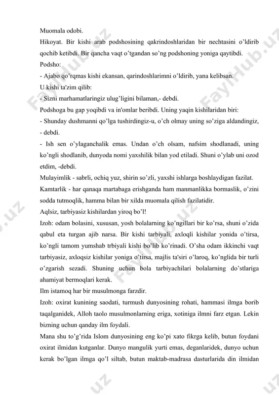 suvratda talab etilgan, tabiiy har kim jonlariga oziq bo’lurlik ilmni maktab-madrasadan izlashga kirishganlar. necha yillar madrasalarimizda yotib, kutgan narsalarini ola olmagach, bechora bolalarimiz suvsiz arabiston sahrolaridan izlab, nihoyat umrlarining eng qadrli vaqtini ilm yo’lida o’tkazsalarda, ko’ngillarini qanoatlantirarlik narsa topa olmay, qaytishga majbur bo’lganlar. shu qadar tirishqoqliklar orqasidan qiyomat nurini, balki ko’ra olurlar. lekin o’qigan ildmlari bilan dunyoni rohat ko’ra olmay turmush qurbonlari bo’lganlar. alloh bizni ikki dunyoga yaroqli, ikki dunyoda saodat topish uchun yaratganligidan qat'iy nazar ayta olamizki, bizning o’qigan ilmilarimiz ham dunyomizga, ham oxiratimizga foydali bo’lsin. har bir millat o’zlariga foydali ishlarni ishi boshida bo’lgan olimlaridan kutgani kabi, biz ham o’zimizga foydali yo’l ko’rsatishni dunyo va oxiratimizga yaroqli ilmlar o’rnatishni ochiq ko’zli, hurmatli olimlarimizdan kutamiz. «bir soat ilm o’rganmoq, bir tun uyg’onib ibodat qilmoqdan xayrliroqdir». «bir kun ilm o’rganmoq, uch oy ro’za tutmoqdan xayrliroqdir». «ilmga amal qiluvchilardan bo’lingiz, uni tilda so’zlovchilardan bo’lmangiz». «bir odam o’ziga yaqin bo’lgan etimni yoki …
