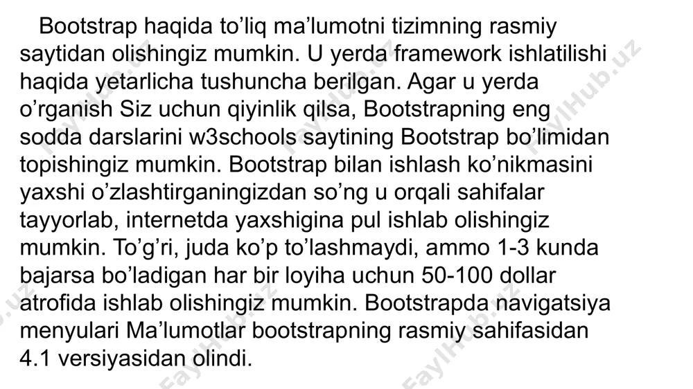 slub kerak bo'lsa, quyidagi css sinf nomlari bekor qilish yoki sinflar opsiyasi uchun kalit sifatida ishlatilishi mumkin: ui-slayder: slayderni boshqarish trassasi. ushbu element qo'shimcha ravishda slayderning yo'nalish variantiga qarab ui-slayder-gorizontal yoki ui-slayder-vertikal sinf nomiga ega bo'ladi.ui-slider-handle: slayder tutqichlaridan biri.ui-slider-range: diapazon opsiyasi o'rnatilganda ishlatiladigan tanlangan diapazon. ushbu element qo'shimcha ravishda ui-slider-range-min yoki ui-slider-range-max sinfiga ega bo'lishi mumkin, agar diapazon parametrlari mos ravishda "min" yoki "max" ga o'rnatilgan bo'lsa. foydalanilgan adabiyotlar: 1https://www.hozir.org/mavzu-bootstrap-freymvorkda-navigatsiya-menyularipagination-bi-v2.html 2. https://fayllar.org/mavzu-bootstrap-freymvork-texnologiyasi-bazaviy-shablonlarni-s.html 3. https://uz.eyewated.com/drag-and-drop-funksionalligi-onlaynmi/ 4. https://www.fayllar.org/mavzu-jquery-ui-interaktiv-imkoniyatlari-resizable-selectable.html 5. https://fayllar.org/nukus-filiali-mustaqil-ish-mavzu--jquery-ui-vidjetlar-datepick.html 6. https://fayllar.org/1-kirish-vue-js-haqida-malumot.html image1.png image2.png image3.png image4.png /docprops/thumbnail.jpeg