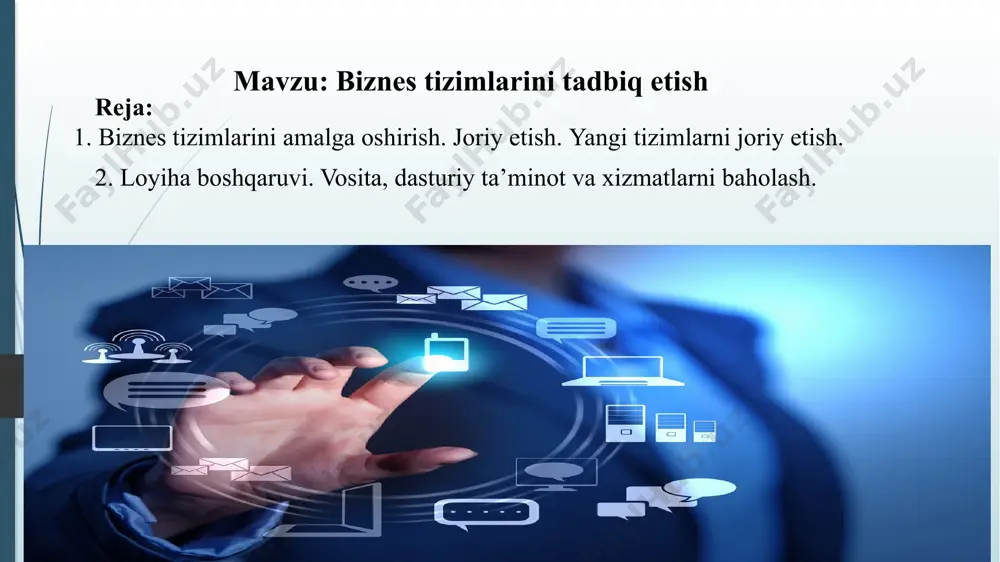 imkon beradi; dinamik modellash moduli. modul dinamikada biznes jarayonining modelini taqdim etishga imkon beradi. uning yordami bilan jarayonlarning muammoli sohalari va manbalar cheklovlari aniqlandi, bu modellashtirish bosqichida jarayonga tuzatishlar kiritishga imkon beradi; dasturlarni ishlab chiqish moduli. modul ishlab chiquvchiga foydalanuvchi interfeysi, turli xil dialog shakllari va biznes-ilovalar va axborot tizimlari bilan integratsiyani yaratish uchun zarur vositalarni taqdim etadi; ish oqimi va ish qoidalarini boshqarish moduli. modul ish oqimlari, ma’lumotlar oqimi va hujjatlarni boshqarishni amalga oshiradi. modul, shuningdek, belgilangan ish qoidalarining bajarilishini kuzatadi; jarayon interfeysi moduli. modul foydalanuvchilarga berilgan vazifalarni ko‘rishga va ularni bajarishga imkon beradi; jarayonni boshqarish moduli. modul sizga jarayonlarni kuzatish, jarayon ko‘rsatkichlarini olish, ularni tahlil qilish, ular asosida hisobotlarni tuzish imkonini beradi. monitoring sizga biznes jarayonlarini optimallashtirish va o‘zgartirishlar kiritish imkonini beradi; bpm tizimini boshqarish moduli. modul sizga dasturiy ta’minotni sozlash, kirish huquqlarini tayinlash, boshqarish vositalarini boshqarish imkonini beradi. zamonaviy ecm odatda quyidagi modullarni o‘z ichiga oladi: hujjatlarni …