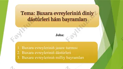 buxara evreyleriniń diniy dástúrleri hám bayramları — PPTX
