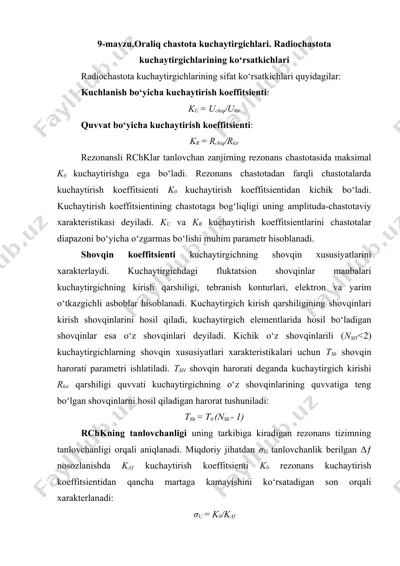 radiochastota kuchaytirgichlari — DOCX
