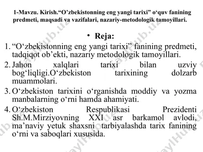 "o‘zbekistonning eng yangi tarixi" — PPT