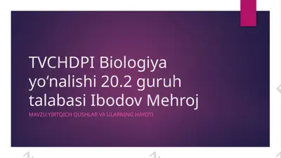 yirtqich qushlar haqida ma‘lumot — PPTX