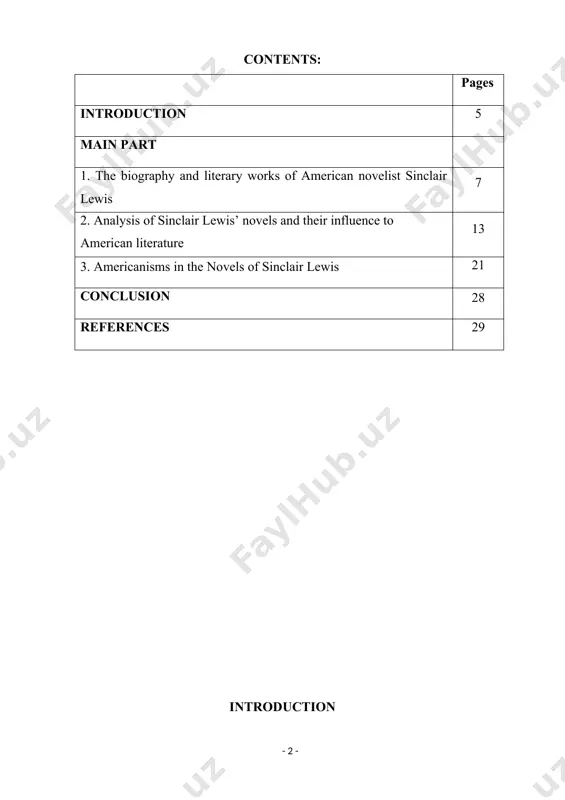 tive method, analytical method. the theoretical value of the course paper is of this research lies in its usage for future scientific writings on the given topic: articles, thesis, essays, etc. the course paper includes introduction, main body, conclusion and list of references. the main part includes the life and writings of sinclair lewis and his influence to american literature and life. the fact that lewis was more of a sociologist than a great writer, that his books lack coherence as works of art because they are didactic and pessimistic, and that he doesn't provide fully developed counterarguments to the archetypes he mocks, leading to works that are more polemical than enjoyable, are not lewis' weaknesses; rather, they are the keys to his continued relevance. lewis was a master satirist, but he was also a cultural visionary who was almost a century ahead of his time. he predicted the rise …