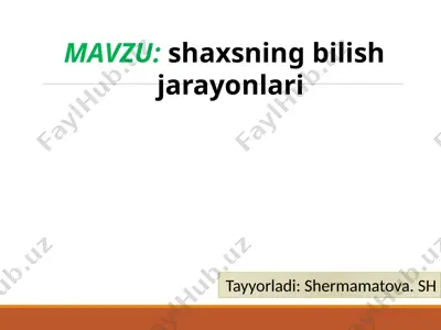 shaxsning bilish jarayonlari — PPTX