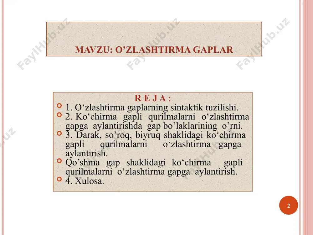 o'zbek adabiy tilining o'zlashtiruvchi gaplar - Page 2