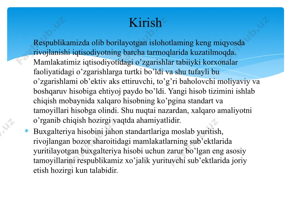 i sub’ekt hisob-kitob schyotida qolgan mablag’ chegarasida uning egasining ko’rsatmalarini bajaradi, ya’ni hisob-kitob schyotidan mablag* beradi yoki o’tkazadi. xo’jalik yurituvchi sub’ekt majburiyatlarini o’z vaqtida to’lashi lozim. hisob-kitob schyotidan to’lanadigan mablag’ ma’lum tartibda, ya’ni hisob-kitob hujjatlarining bankka kelib tushishi tartibiga qarab navbat bilan to’lanadi. xo’jalik yurituvchi sub’ekt, muassasa va tashkilotlar o’rtasida olib boriladigan hisob-kitobda qo’llaniladigan hujjatlar hamma uchun bir xil bo’lib, ular quyidagilardan iborat: to’lov talabnoma; to’lov topshirig’i; hisob-kitob cheklari; inkaso topshiriqnomasi; aktsept. agar xo’jalik yurituvchi sub’ektning bankdagi hisob-kitob schyotida mablag’ bo’lmasa yoki schyotni to’lash uchun mablag’ etishmasa, u holda hujjat bankning 2-nomerli maxsus kartotekasida saqlanadi va schyotga mablag’ kelib tushishi bilan to’lanadi. bank muassasasi ma’lum belgilangan muddatda (schyot egasi bilan kelishilgan muddatda) xo’jalik yurituvchi sub’ektga hisob-kitob schyotidan ko’chirma yuboradi. ko’chirmaga boshlang’ich hisob-kitob hujjatlari qo’shib topshiriladi. ko’chirmada operatsiya summasi, schyotdagi boshlang’ich va oxirgi qoldiq ko’rsatiladi. buxgalteriya xodimlari bankdan olingan ko’chirmadagi yozuvlaming to’g’riligini, ulami ko’chirmaga ilova qilingan hujjatlardagi summalar bilan muvofiqligini diqqat …