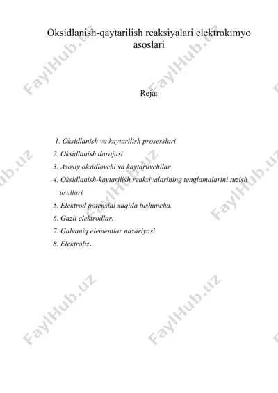 oksidlanish-qaytarilish reaksiyalari elektrokimyo asoslari — DOC