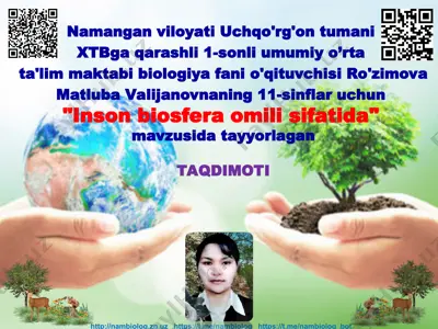 "inson biosfera omili sifatida" mavzusida ta'lim materiallari — PPT