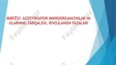 azotfiksator mikroorganizmlar va ularning tarqalish, rivojlanish fazalari — PPTX