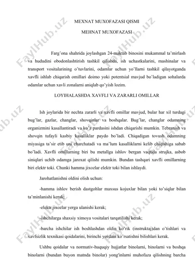 xavfli va zararli omillar bilan ishlash — DOCX